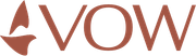 VOW logo in rust red with a stylized leaf icon