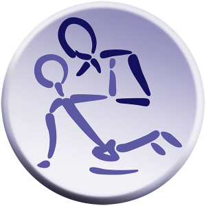 Ein lila Kreis mit einem Strichmännchen darauf