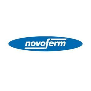 Das Novoferm-Logo ist blau und weiß auf weißem Hintergrund.