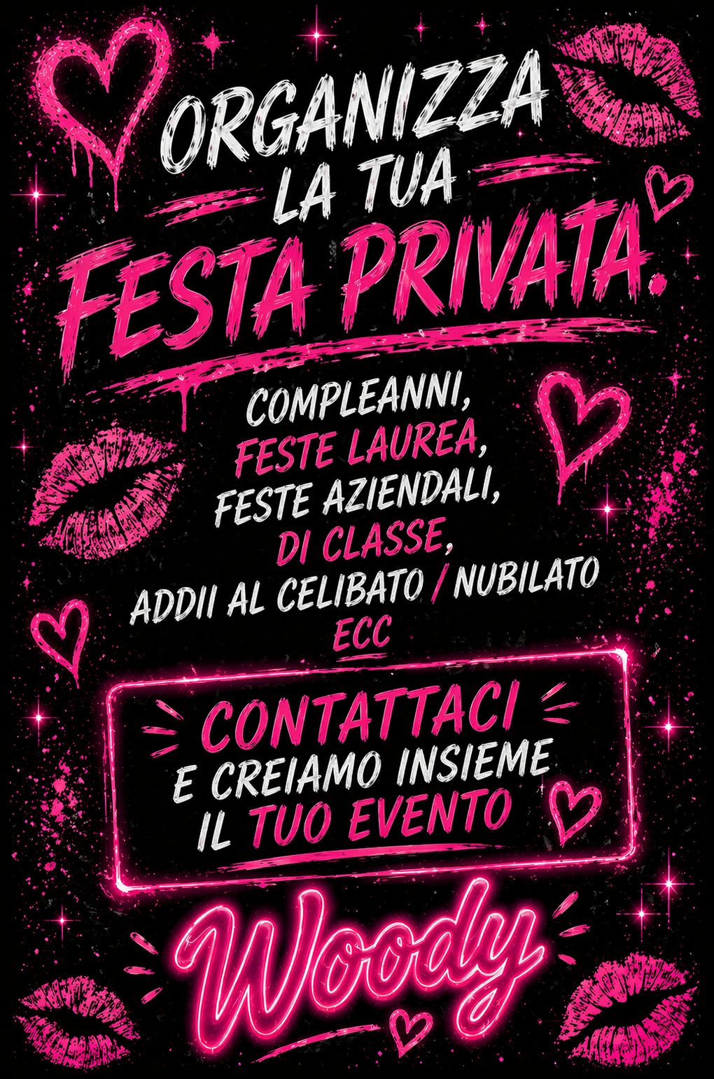 Volantino dell'evento "El Barrio", con DJ Jay-K, i DJ resident Vegas e Mila e ingresso gratuito al Woody.