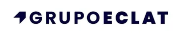 Logotipo de GRUPOECLAT en color azul oscuro con una flecha estilizada apuntando hacia la izquierda.