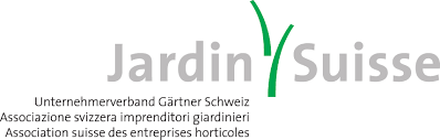 Ein Logo für Jardin Suisse mit einem grünen Pfeil