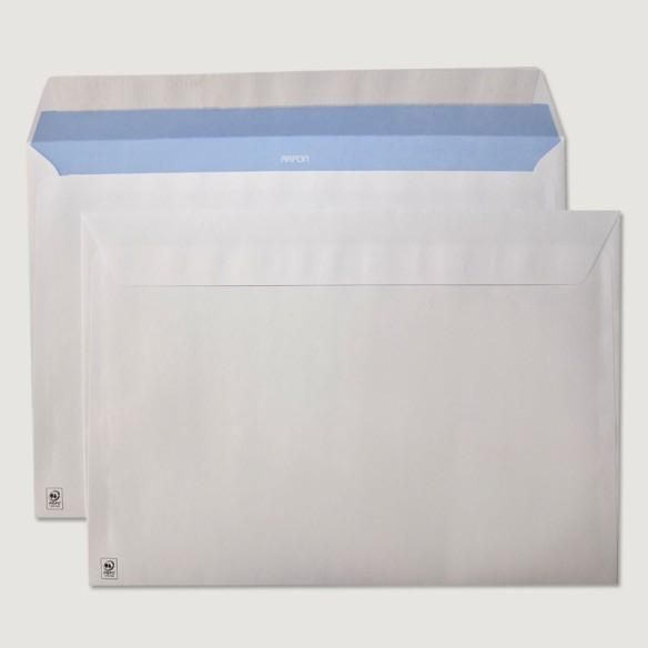 Dos sobres blancos con una raya azul en la parte inferior