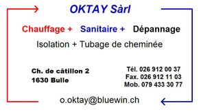 Une carte de visite pour oktay srl montre l'adresse et le numéro de téléphone
