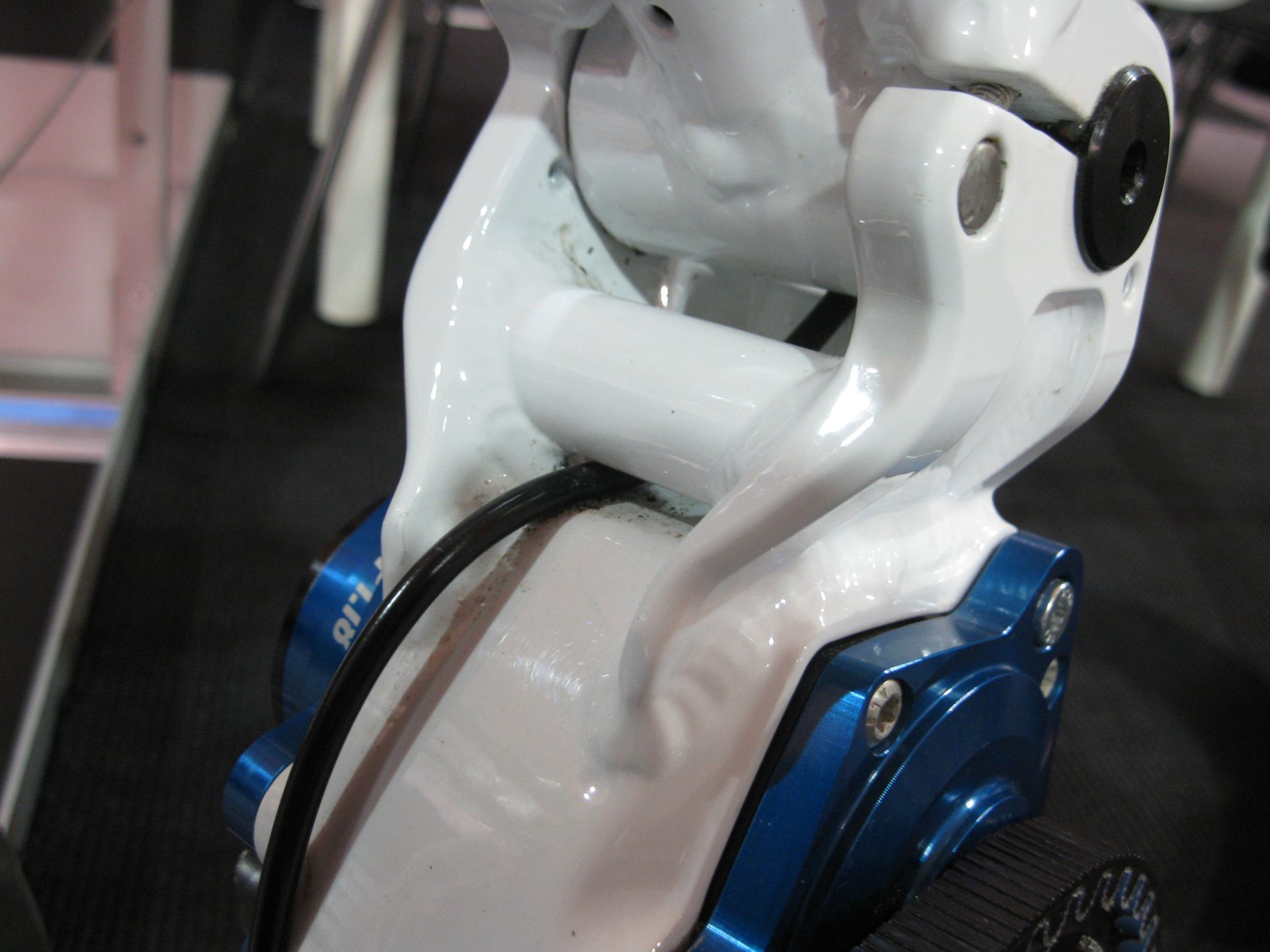 Detail picture of an unified rear triangle Mountainbike with a Pinion Gearbox