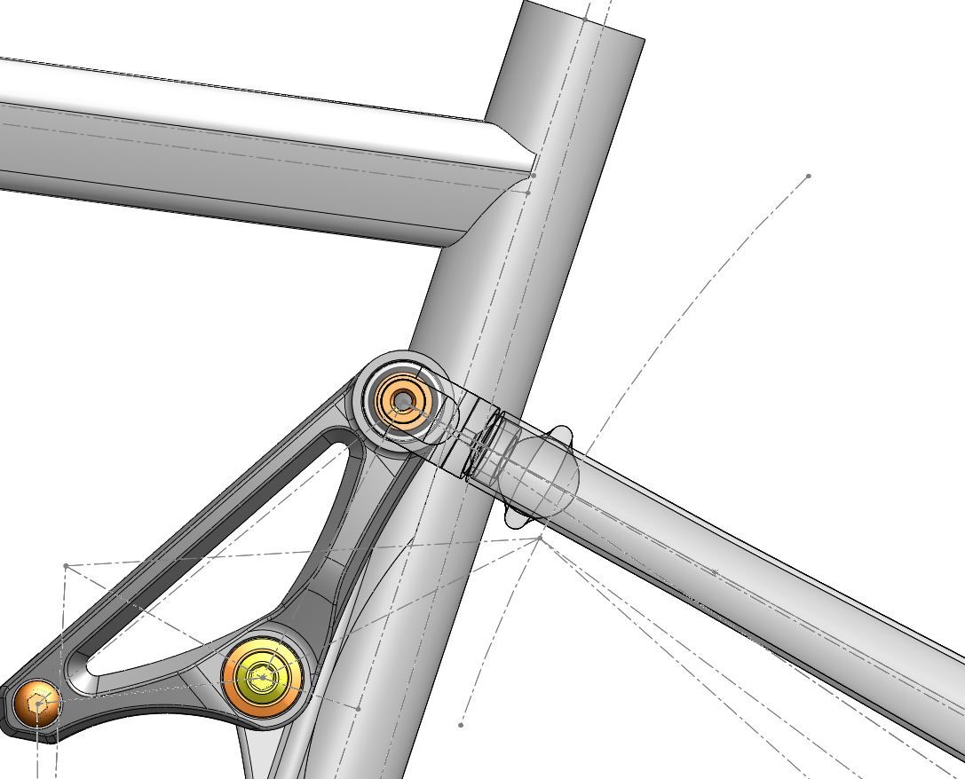 Image of a 3D CAD Kinematics Study on rear suspension travel