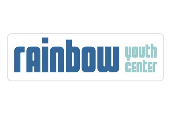 Das Logo des Regenbogen-Jugendzentrums ist blau und weiß