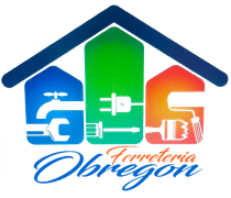 Un logotipo colorido para ferretería obragon con una casa en el medio.