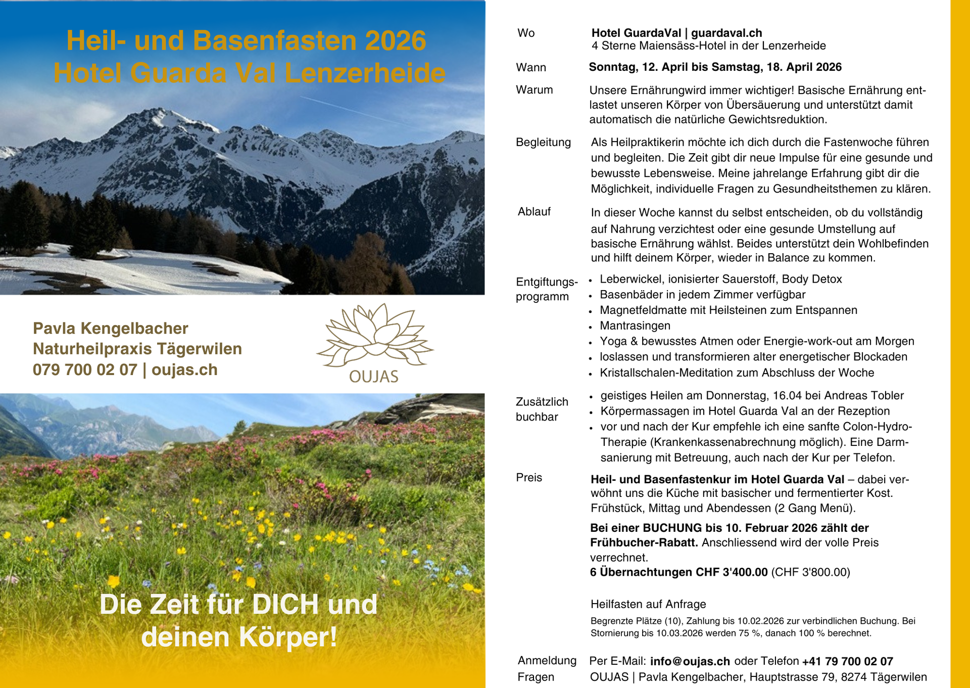 Heil- und Basenfasten 2026 in der Lenzerheide