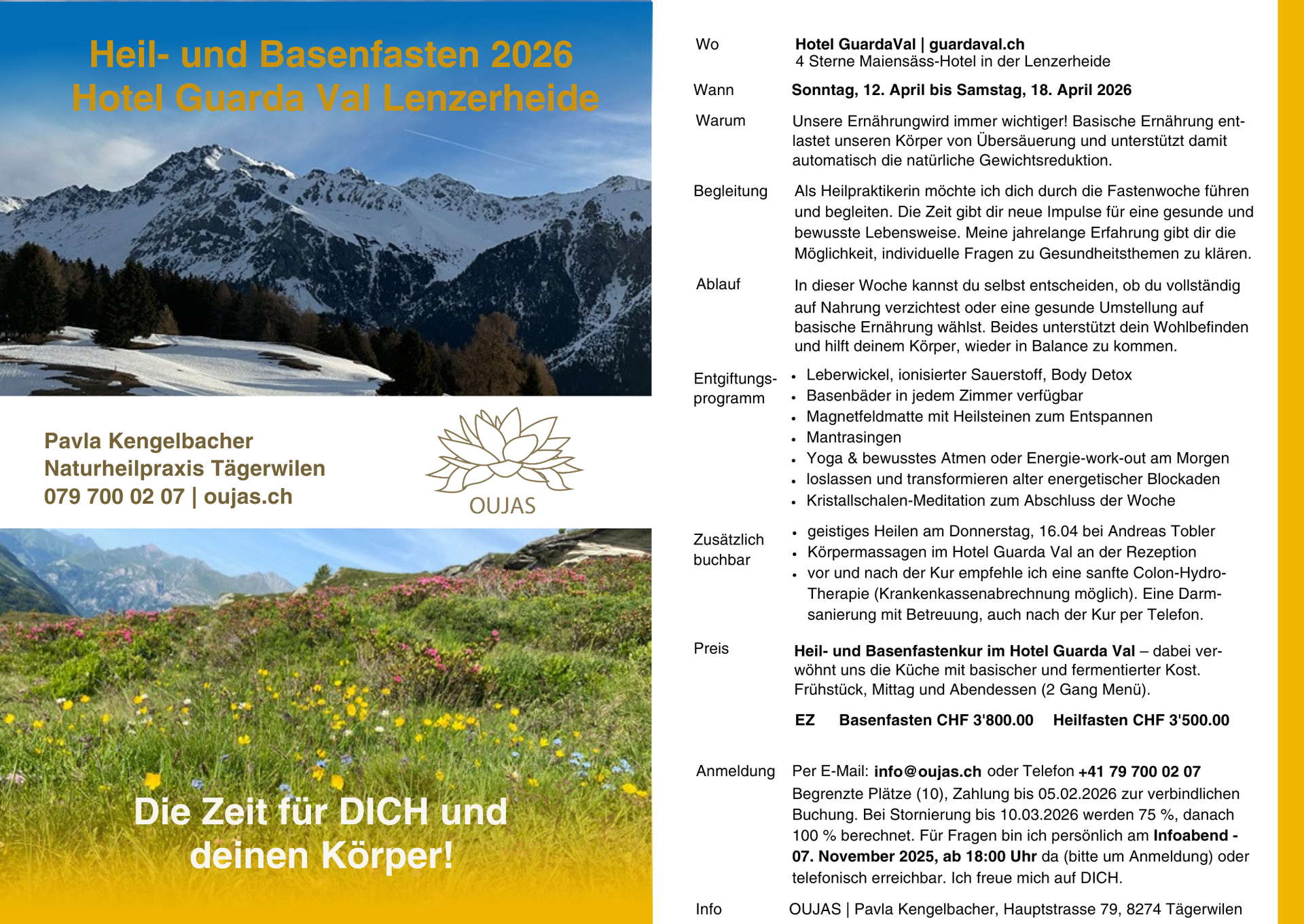 Heil- und Basenfasten 2026 in der Lenzerheide