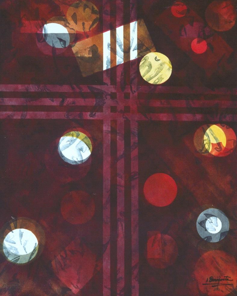 Patrón abstracto tie-dye en colores pastel: rosa, azul, verde, amarillo y negro.