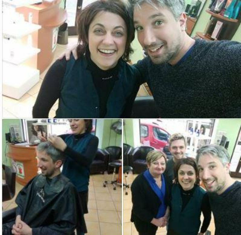 Montage de 3 photos avec les clients et l'équipe du salon