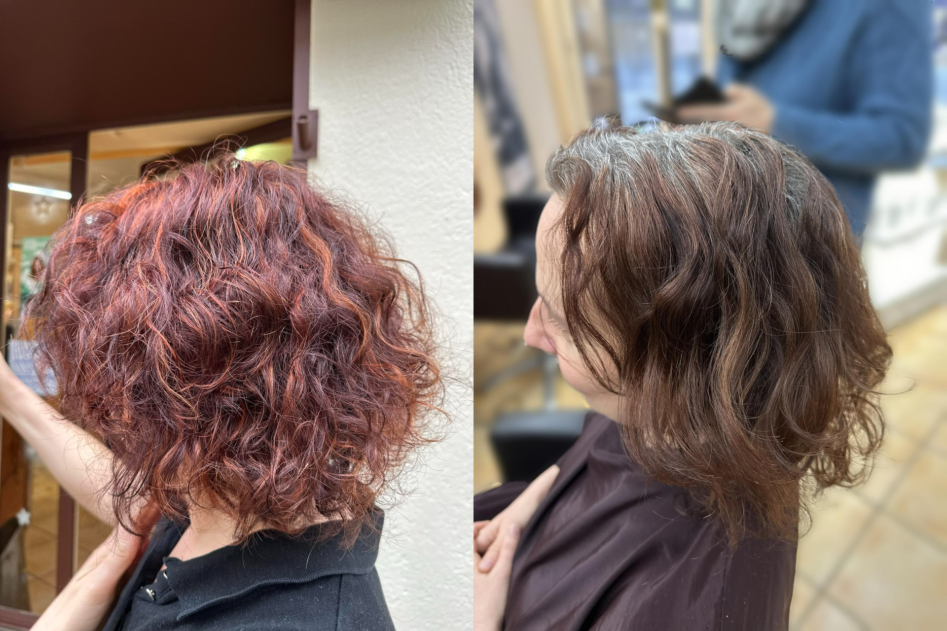 Avant/Après cheveux avec mèches rouges intenses