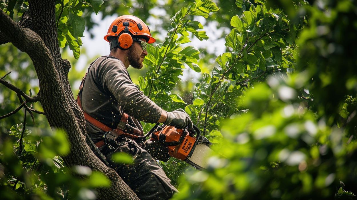 Un homme élague un arbre