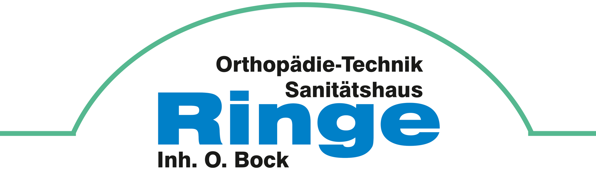 Logo von Ringe, einem Orthopädie- und Sanitätshaus, mit blaugrüner Schrift.