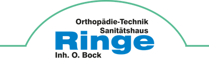 Logo for Ringe Orthopädie-Technik Sanitätshaus. Blue word 