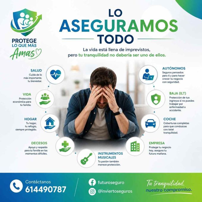 Anuncio de seguros español con un hombre estresado
