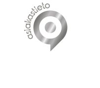 Harmaa Asiakastiedon logo, jossa on pyöreä nuppineulakuvake ja kaareva teksti