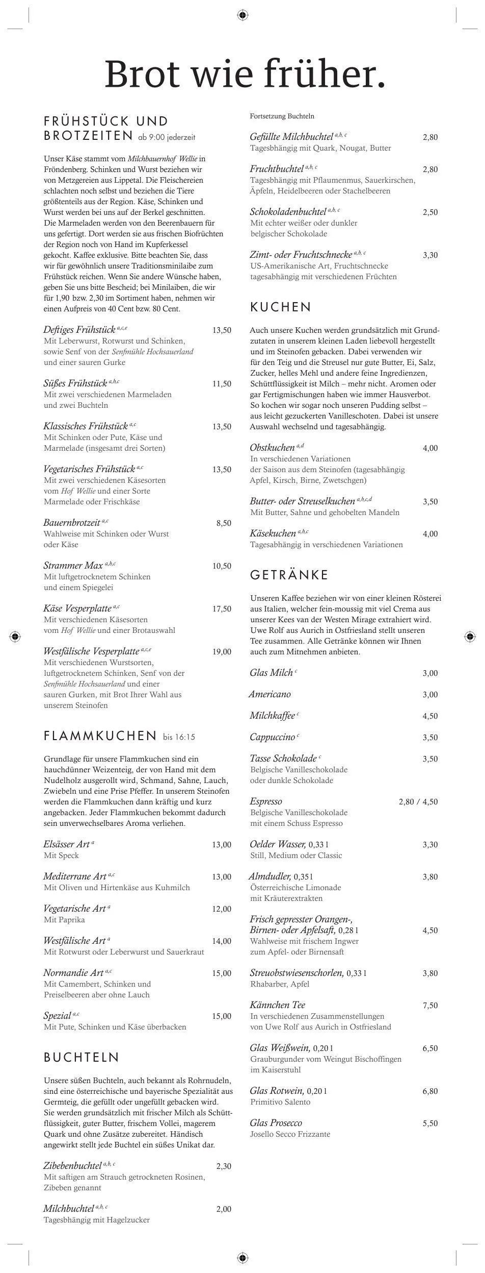 Brot wie früher Karte