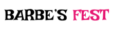Logotipo de Barbe's Fest en texto negro y rosa sobre fondo blanco.