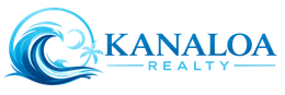 A logo featuring two light blue palm trees above stylized ocean waves, with the text