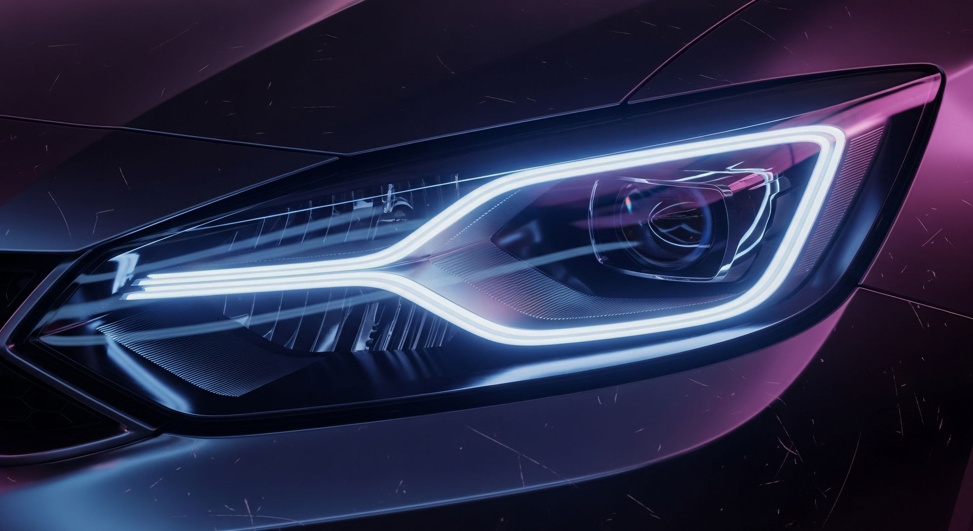 Le phare d'une voiture.