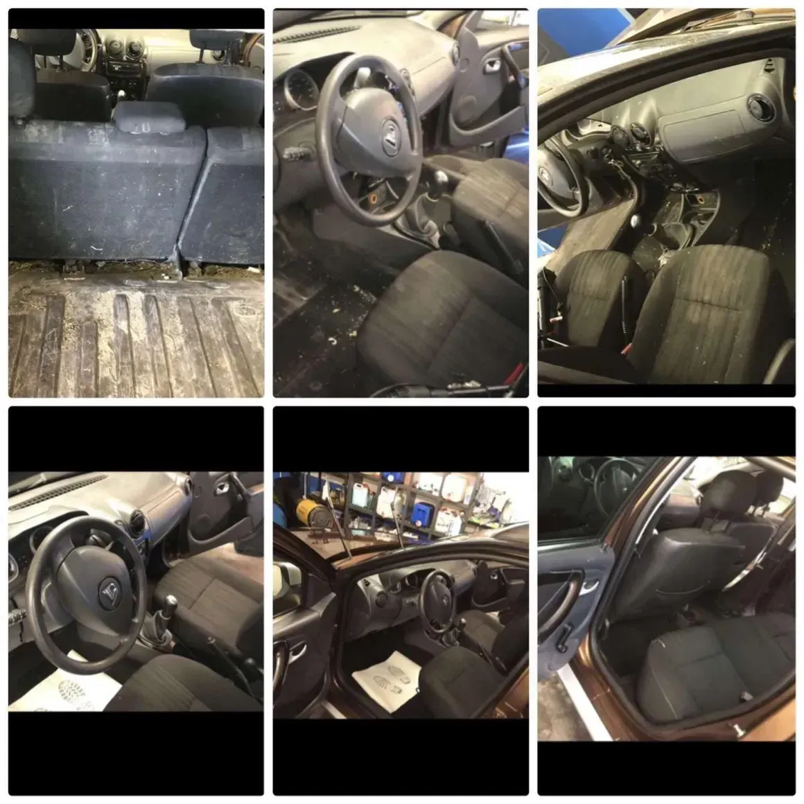 Différentes photos de l'intérieur d'une voiture.