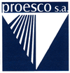 El logotipo de Proesco SA es un triángulo azul y blanco del cual salen rayos.
