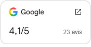 Note Google : 4,1/5 étoiles (23 avis)