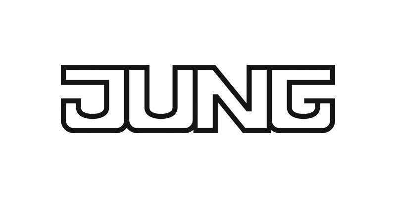 Logo für JUNG, eine Marke mit fettem, schwarzem Blockschrifttext auf weißem Hintergrund.