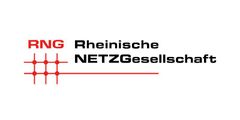 Logo of Rheinische NetzGesellschaft, with text "RNG" in red and "Rheinische NETZGesellschaft" in black.