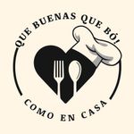 Logotipo con gorro de chef, coraz&oacute;n con utensilios y el texto "&iexcl;Qu&eacute; buenas que b&oacute;! Como en casa".