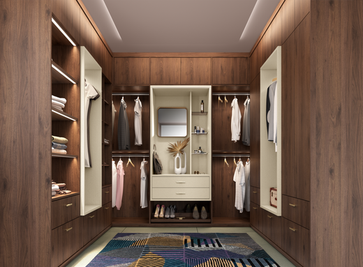 Un dressing avec un miroir carré.