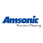 Logo pour Amsonic Precision Cleaning en texte bleu.