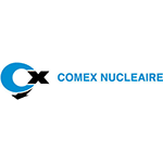 Logo de Comex Nucleaire : symbole « CX » bleu, accent noir et nom de l'entreprise dans le texte.
