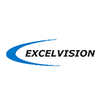 Logo Excelvision : Arc bleu sur texte noir « EXCELVISION ».