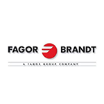 Logo de Fagor Brandt, avec le texte « FAGOR BRANDT » et un emblème rouge et blanc. « Une société du groupe FAGOR » en dessous.