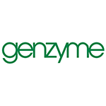 Logo Genzyme en texte vert sur fond blanc.