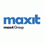 Logo bleu « maxit » au-dessus de « maxit Group » en texte noir.