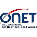 Logo ONET : texte bleu surmonté d'une ligne courbe rouge. En dessous, texte en français.