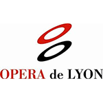 Logo de l'Opéra de Lyon : Ovales rouges et noirs superposés au-dessus des mots « OPERA de LYON ».
