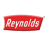 Logo de la marque Reynolds : rouge et blanc, forme rectangulaire avec côtés incurvés, mot « Reynolds » en blanc.