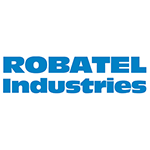 Logo ROBATEL Industries avec texte bleu sur fond blanc.