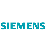 Logo Siemens : texte bleu sarcelle sur fond blanc. Inscription « SIEMENS ».