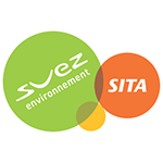 Logos de Suez Environnement et SITA ; cercles superposés verts, orange et jaunes.