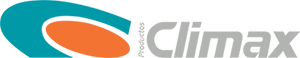 Un logotipo de Climax azul y naranja sobre un fondo blanco.