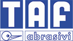 Se muestra un logotipo azul y blanco para taf abrasivo.