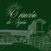 Logotipo verde de “Rincón de Agón” con un dibujo lineal de un edificio rústico y un patio.