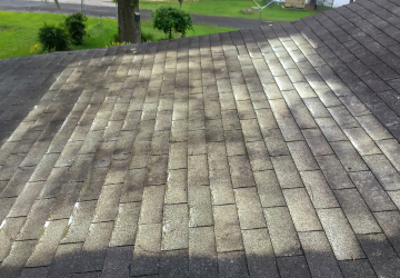 Un toit avec beaucoup de bardeaux dessus