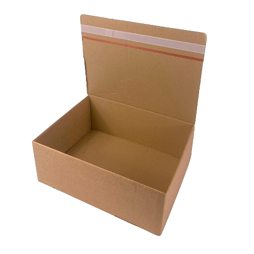 Boîte à fermeture adhésive.